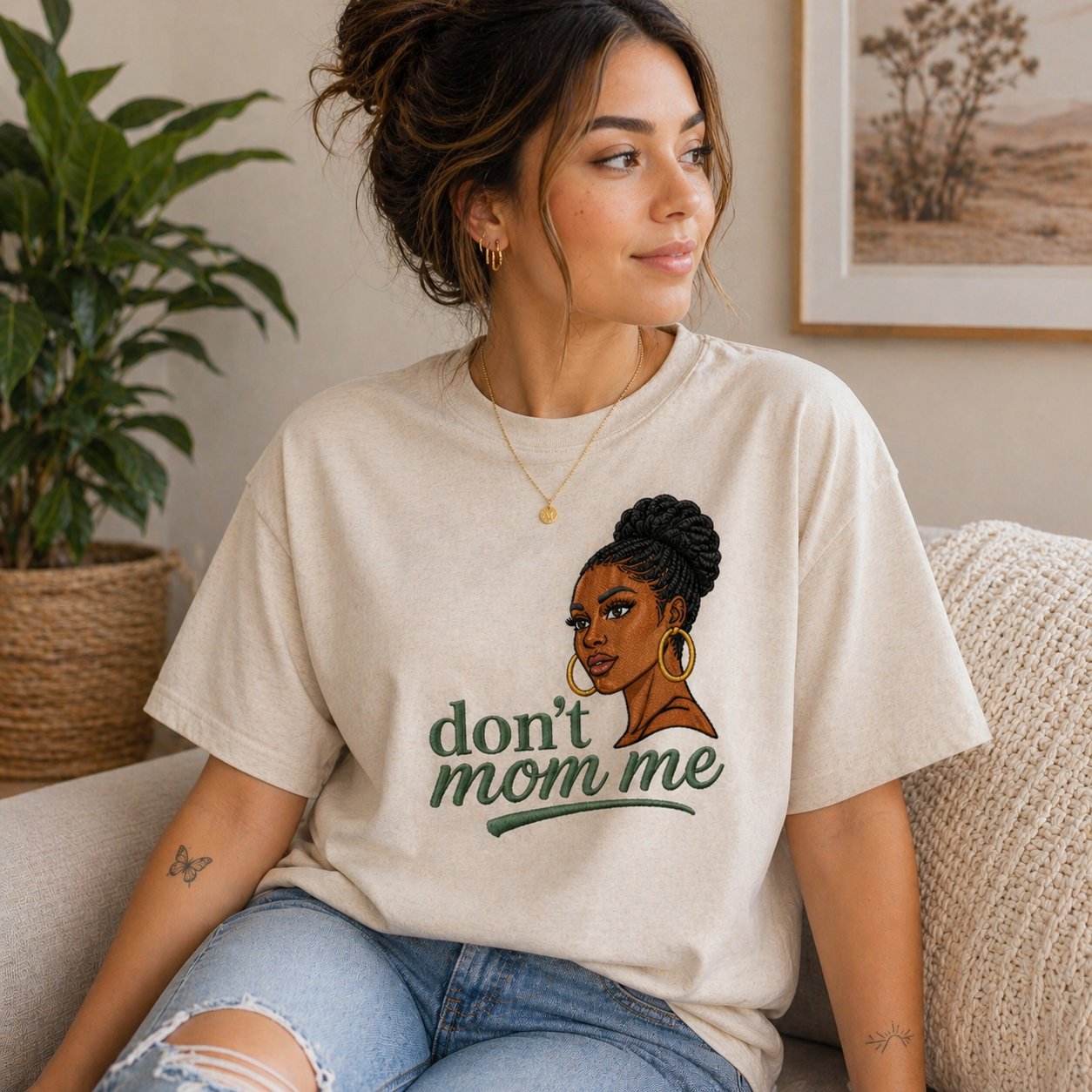 Don’t Mom Me Embroidered T-Shirts