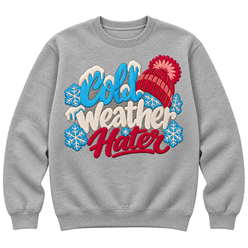 Gray embroidered Cool Weather Hater sweatshirt